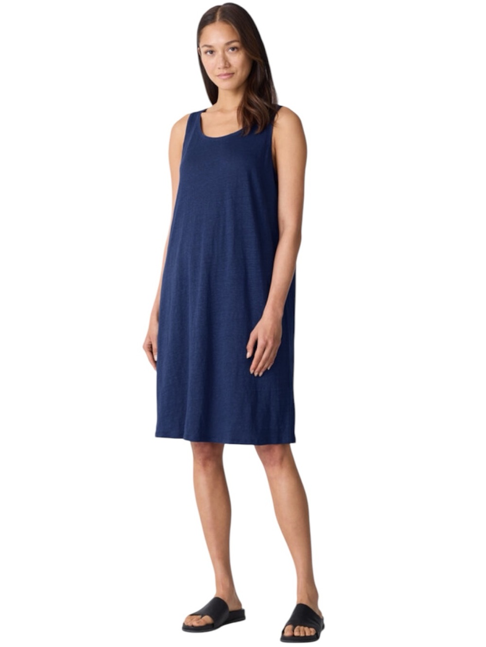NWT Eileen Fisher Blue Sleeveless Tank Knit Shift Dress Sz L Minimalist Casual